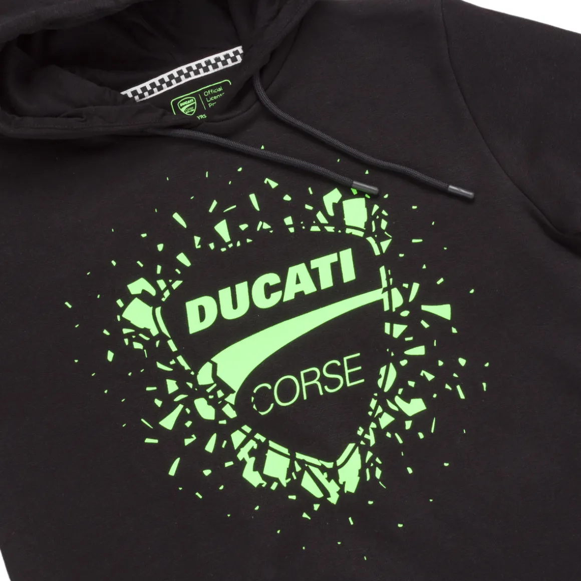 Felpa nera da Ragazzo con stampa verde fluo Ducati Corse
