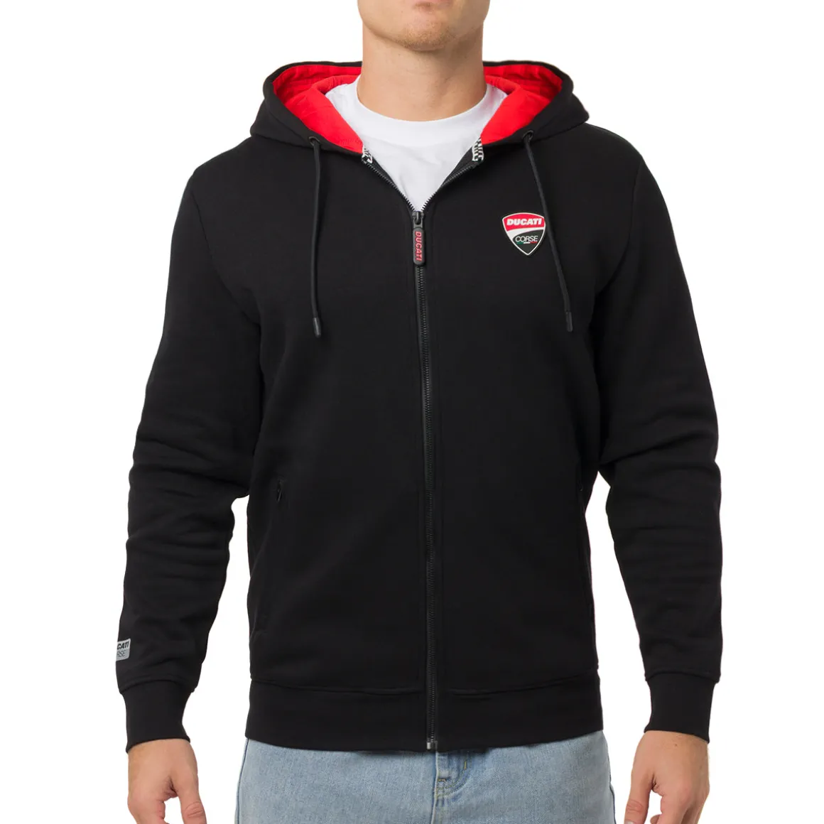 Felpa nera da Uomo con tasche e cappuccio Ducati Corse