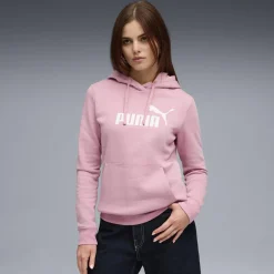 Felpa rosa con cappuccio e mega tasca da Donna Puma