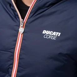 Giacca a vento corta da uomo double face blu e verde miliare Ducati Corse