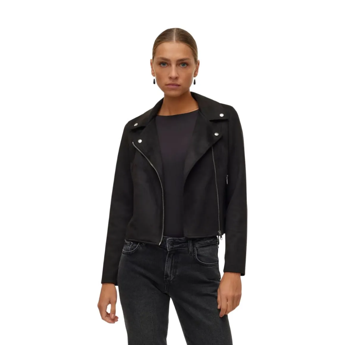 Giacca biker effetto scamosciato nera da Donna Vero Moda