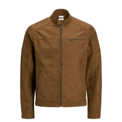 Giacca biker in similpelle marrone da uomo Jack & Jones