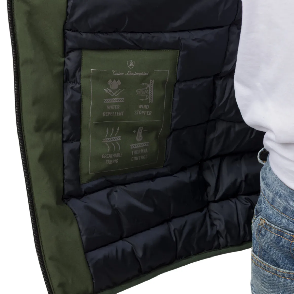 Giacca imbottita Impermeabile verde militare Uomo Tonino Lamborghini