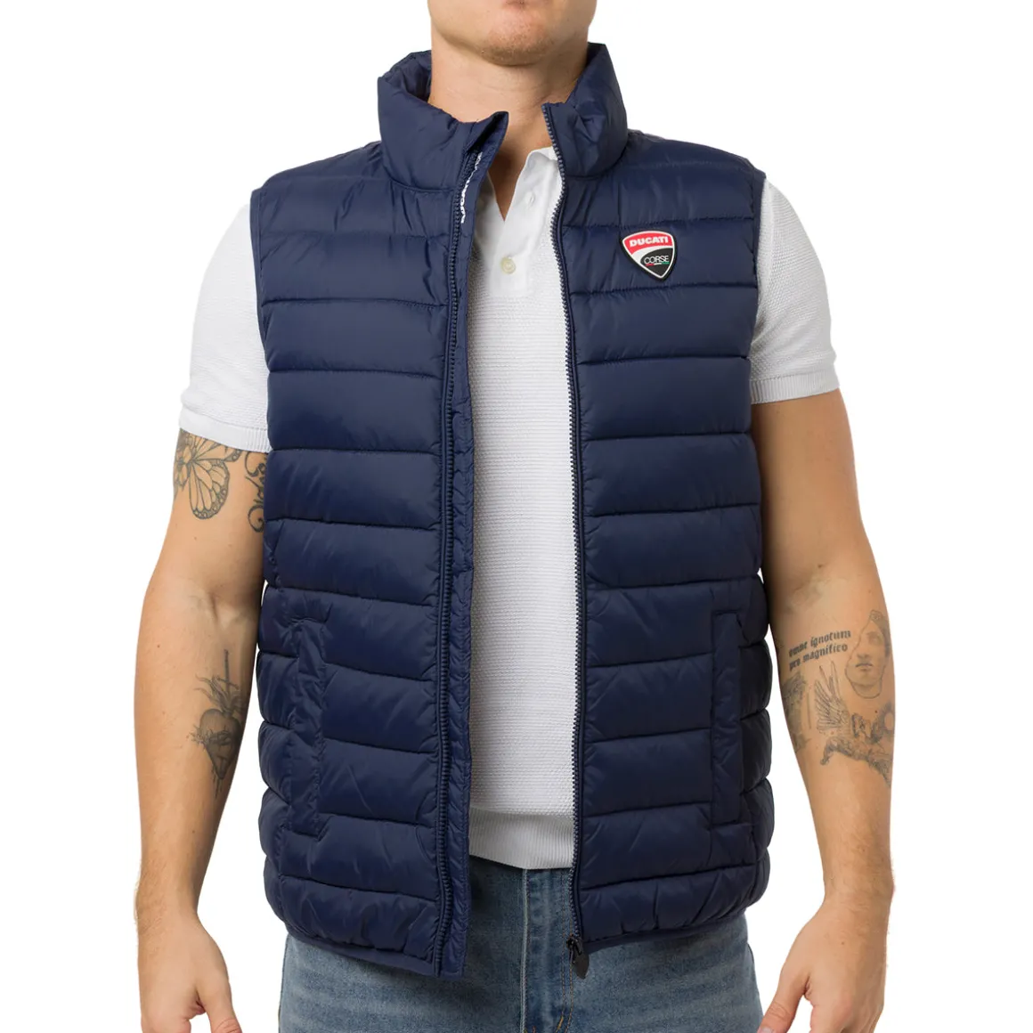 Gilet trapuntato blu da Uomo con logo Ducati Corse