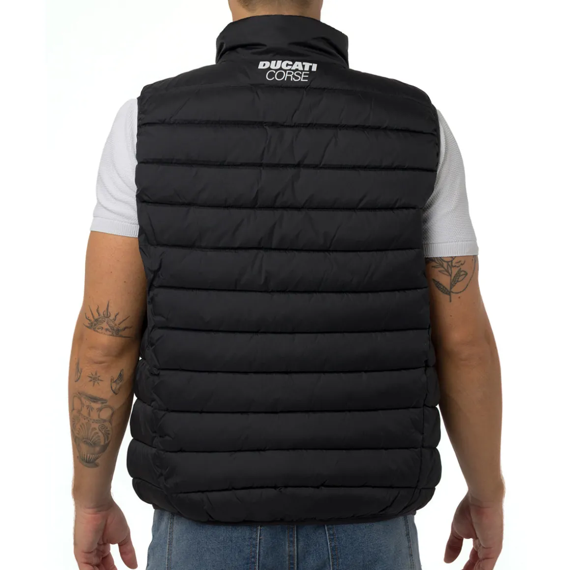 Gilet trapuntato nero da Uomo con logo Ducati Corse