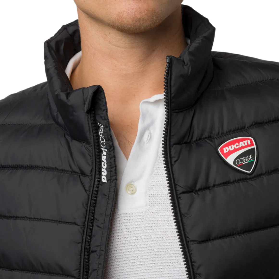 Gilet trapuntato nero da Uomo con logo Ducati Corse