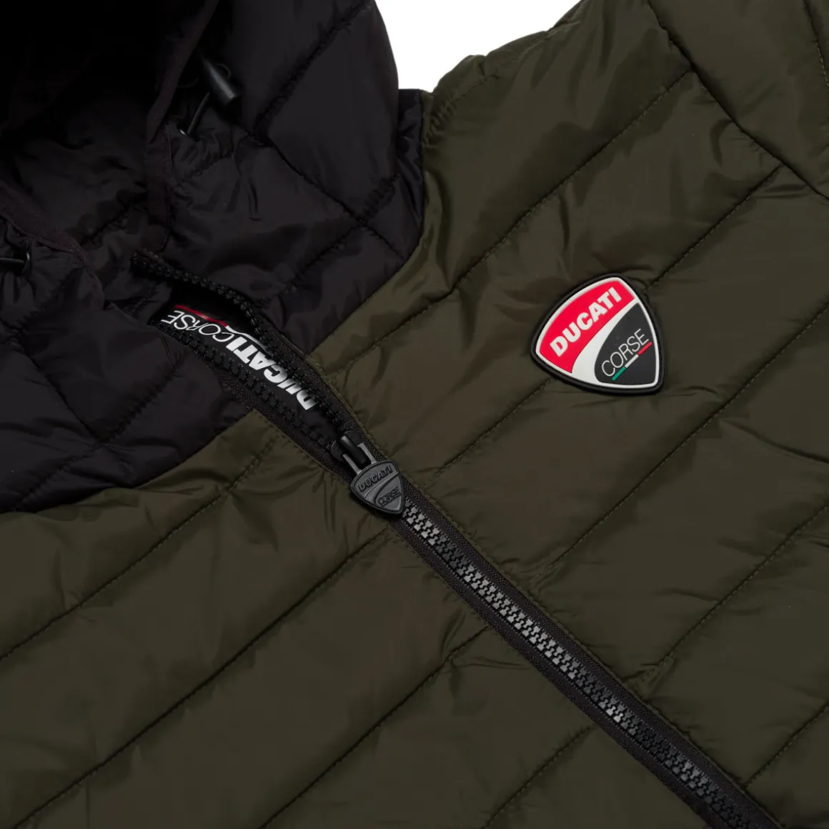 Giubbino da ragazzo Ducati verde militare con logo