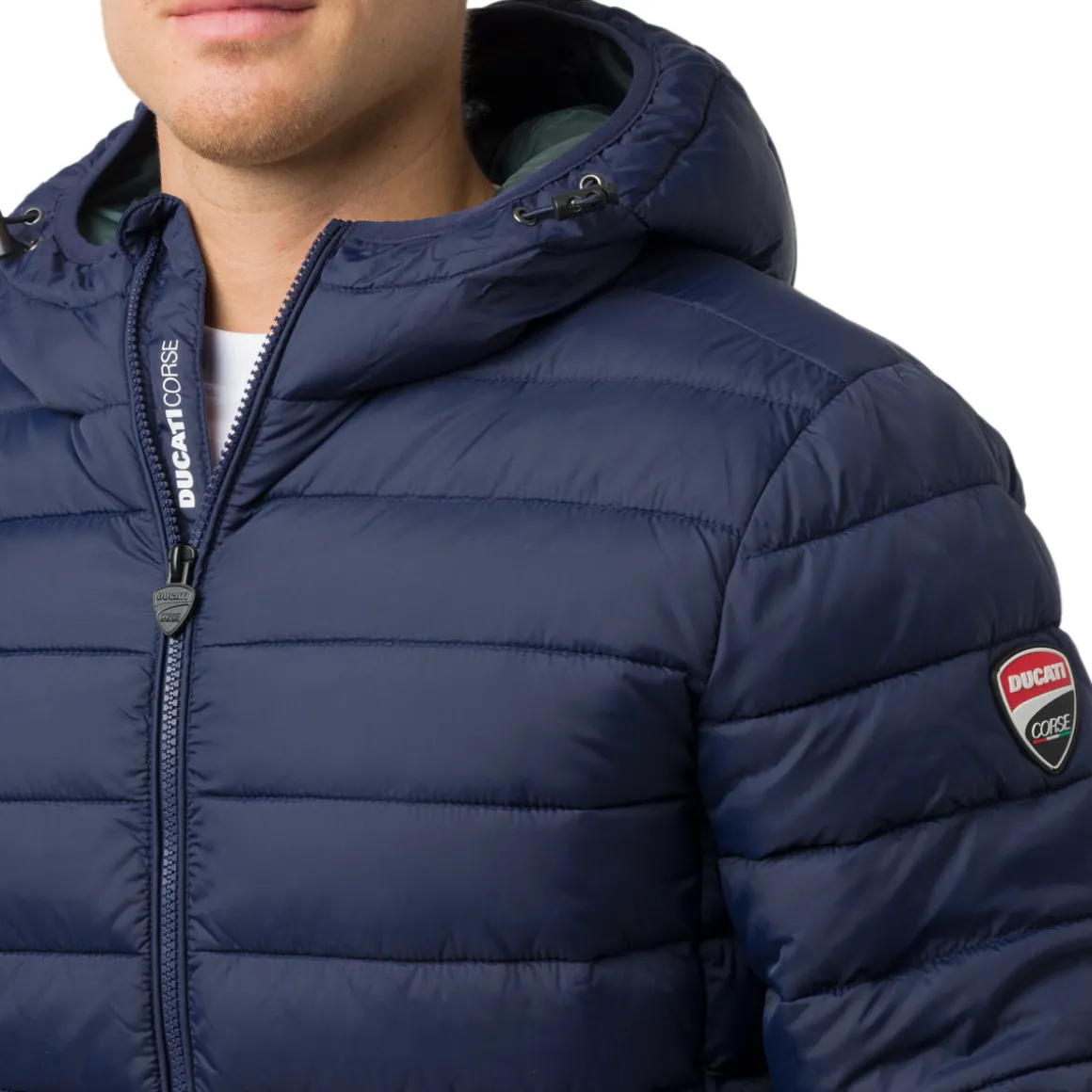 Giubbotto Uomo trapuntato blu con cappuccio Ducati Corse