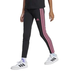Leggings neri da Bambina con bande rosa adidas JG 3S LEG 230