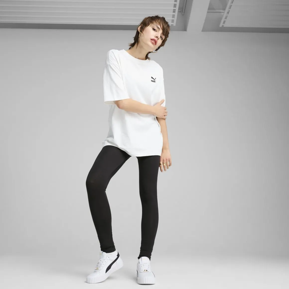 Leggings neri da Donna con logo frontale ESS Small No. 1 Puma