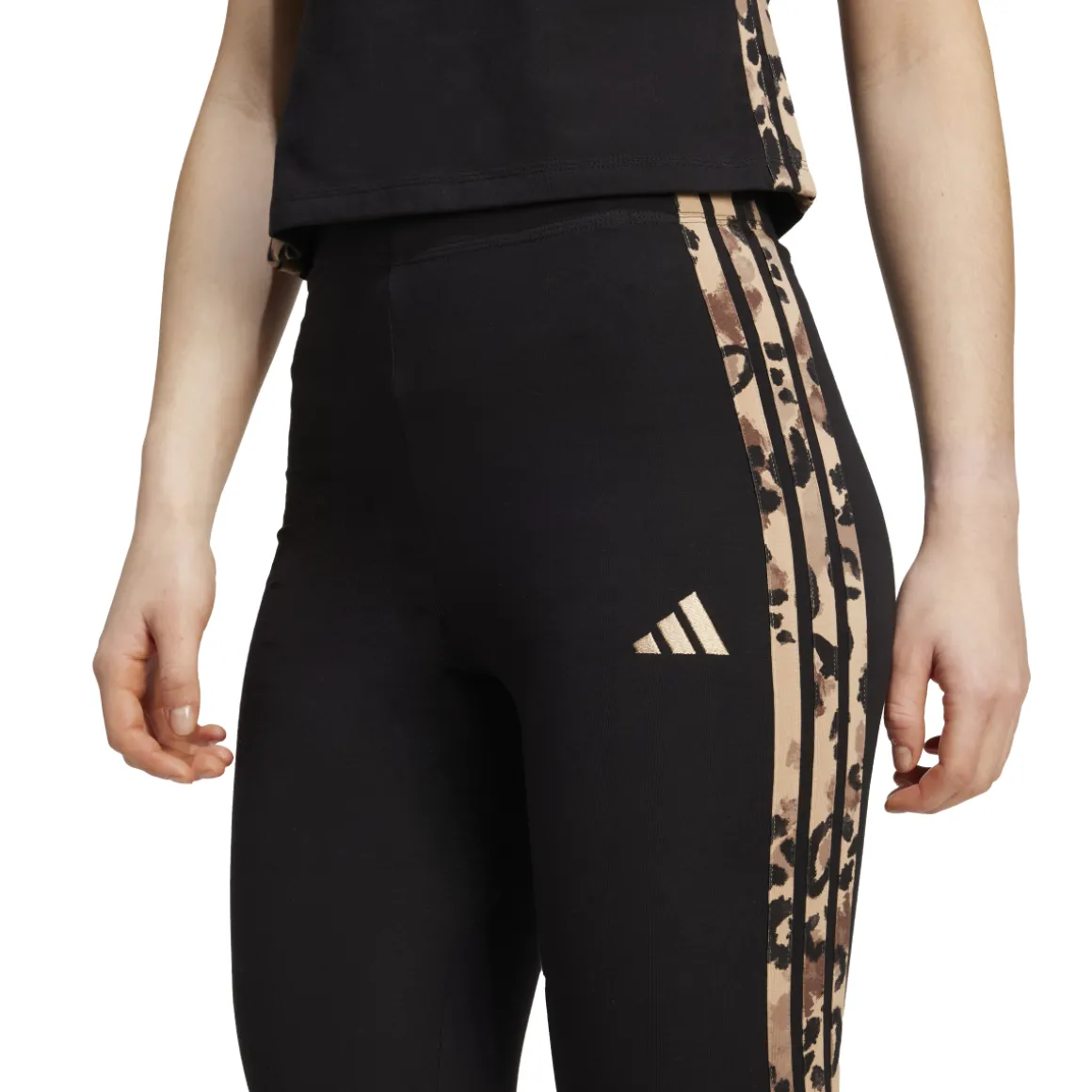 Leggings neri da Donna con stampa leopardata adidas W AOP LEG