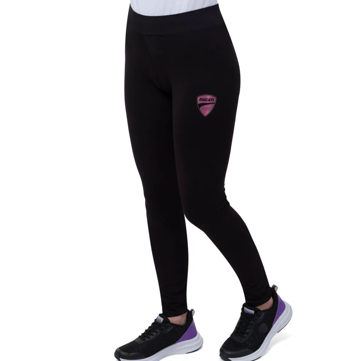 Leggins sportivi neri da Donna in cotone con logo Ducati Corse