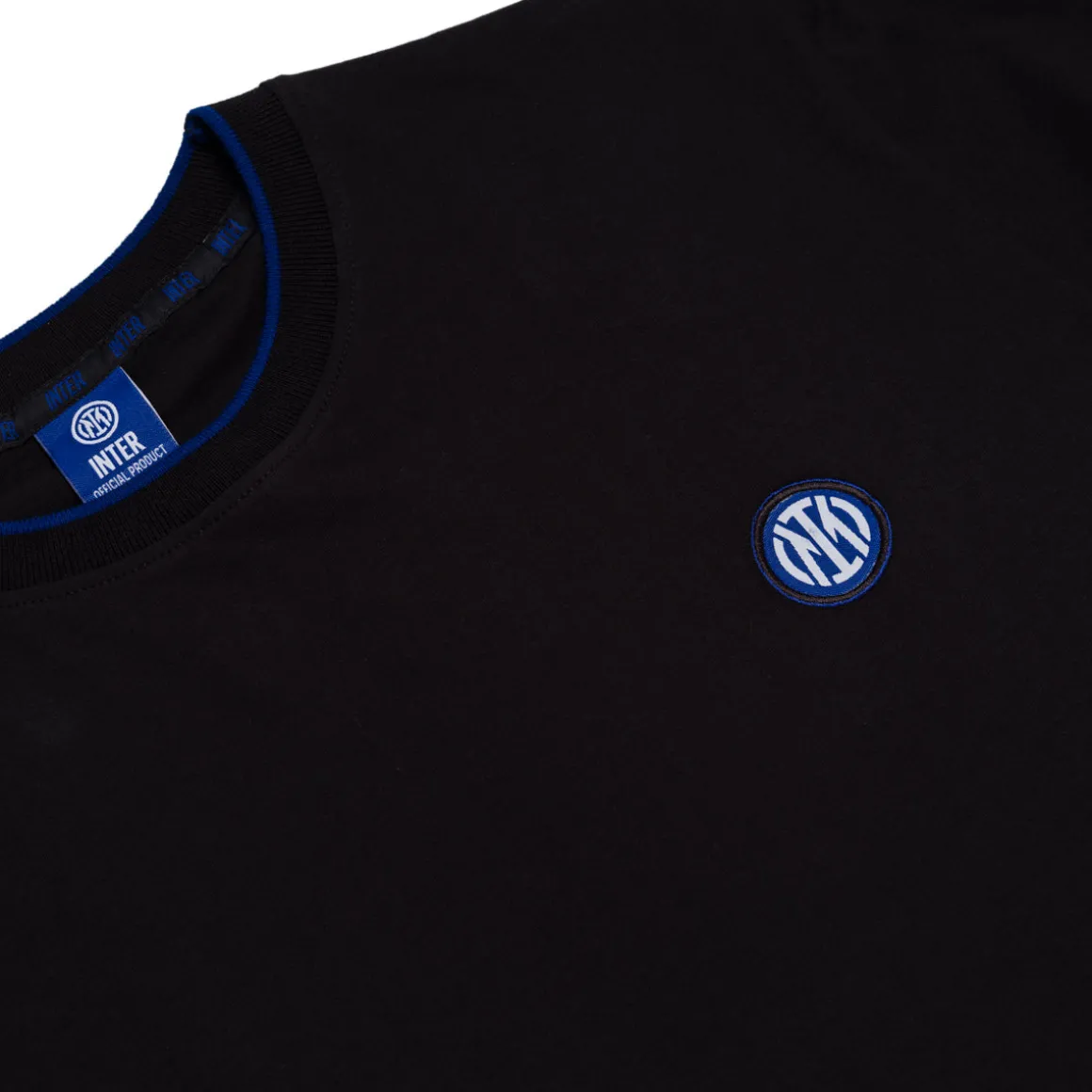 Maglia girocollo da uomo nera con logo Inter