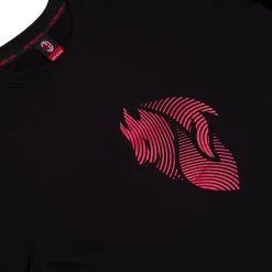 Maglia girocollo da uomo a maniche lunghe nere con dettaglio rosso Milan