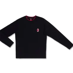 Maglia girocollo nera da uomo con logo Milan