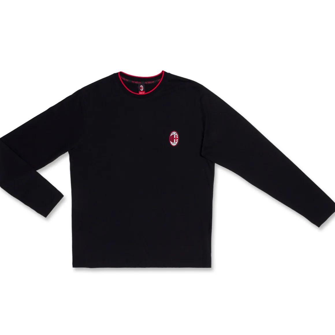 Maglia girocollo nera da uomo con logo Milan