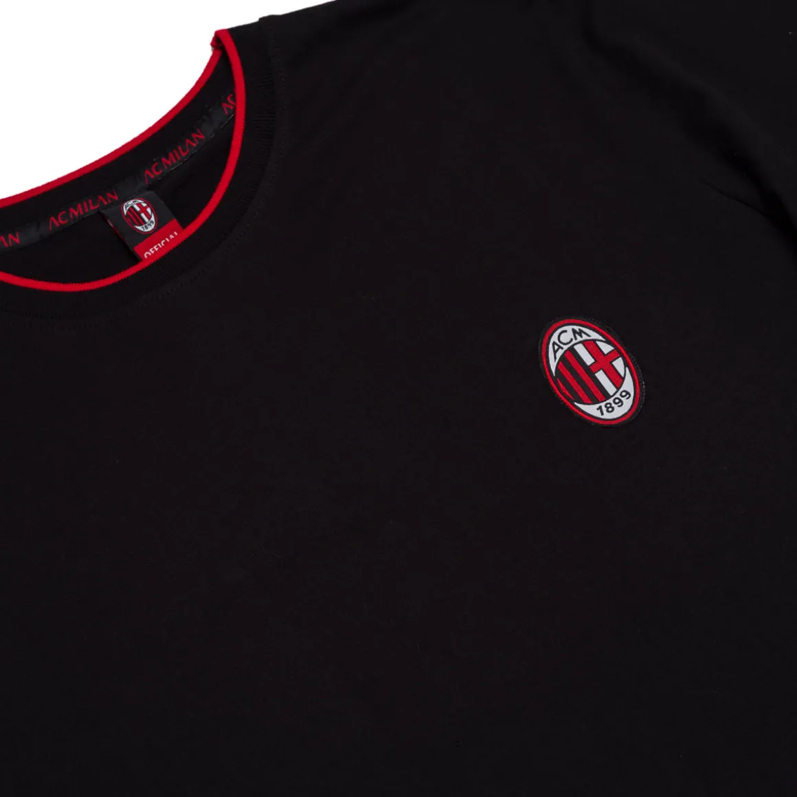 Maglia girocollo nera da uomo con logo Milan
