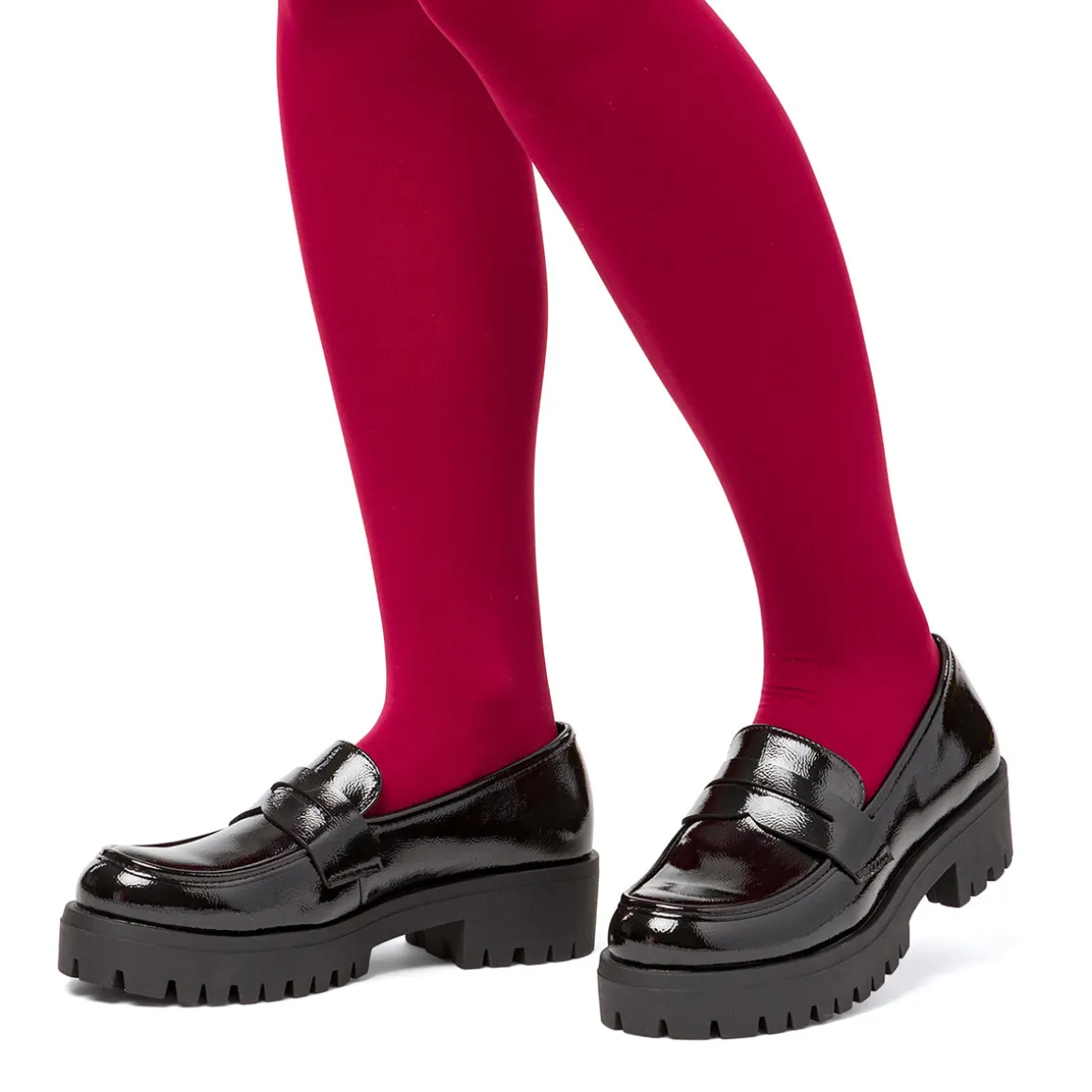 Mocassini chunky da donna neri effetto vernice Swish Jeans