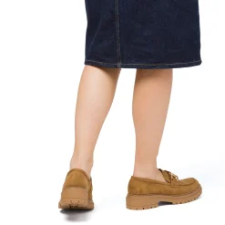 Mocassini chunky da donna marroni Swish Jeans con fibbia