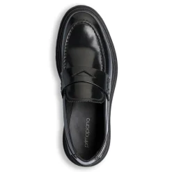 Mocassini chunky neri da Uomo in pelle effetto vernice Primopiano