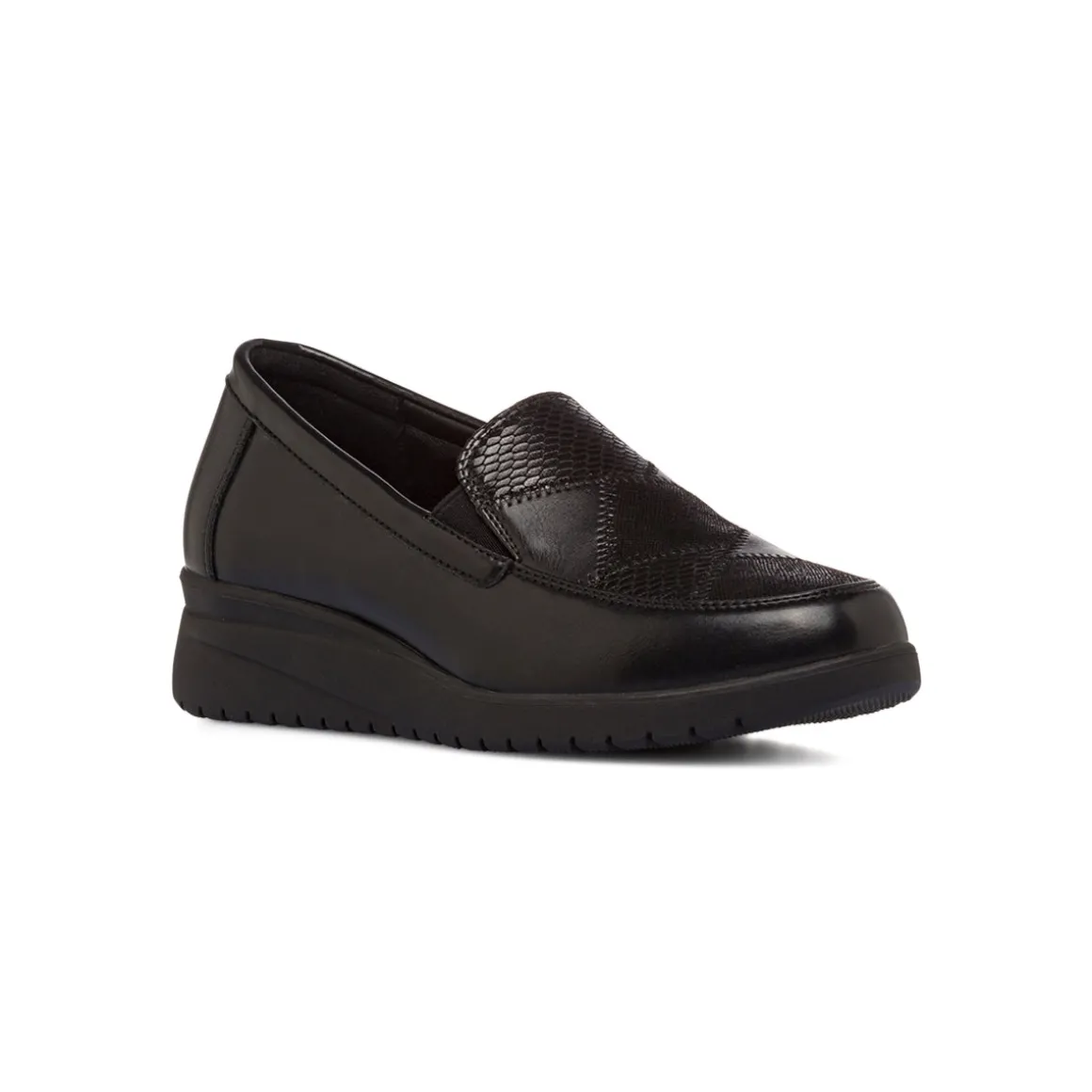Mocassini comfort neri da Donna con effetto pitonato P Soft