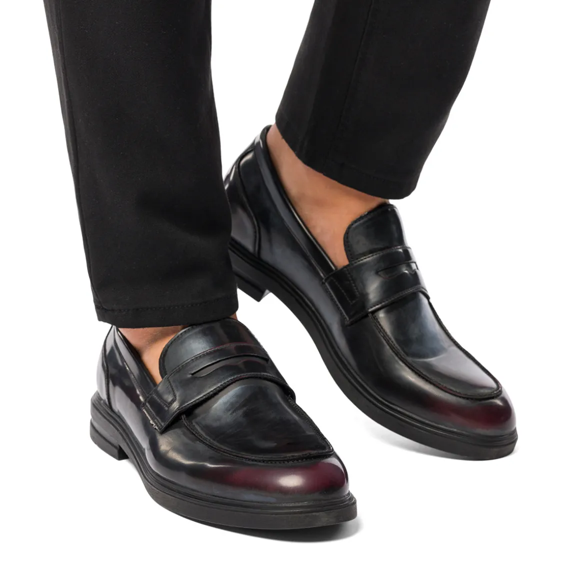 Mocassini eleganti bordeaux effetto vintage da uomo Riflessi Urbani