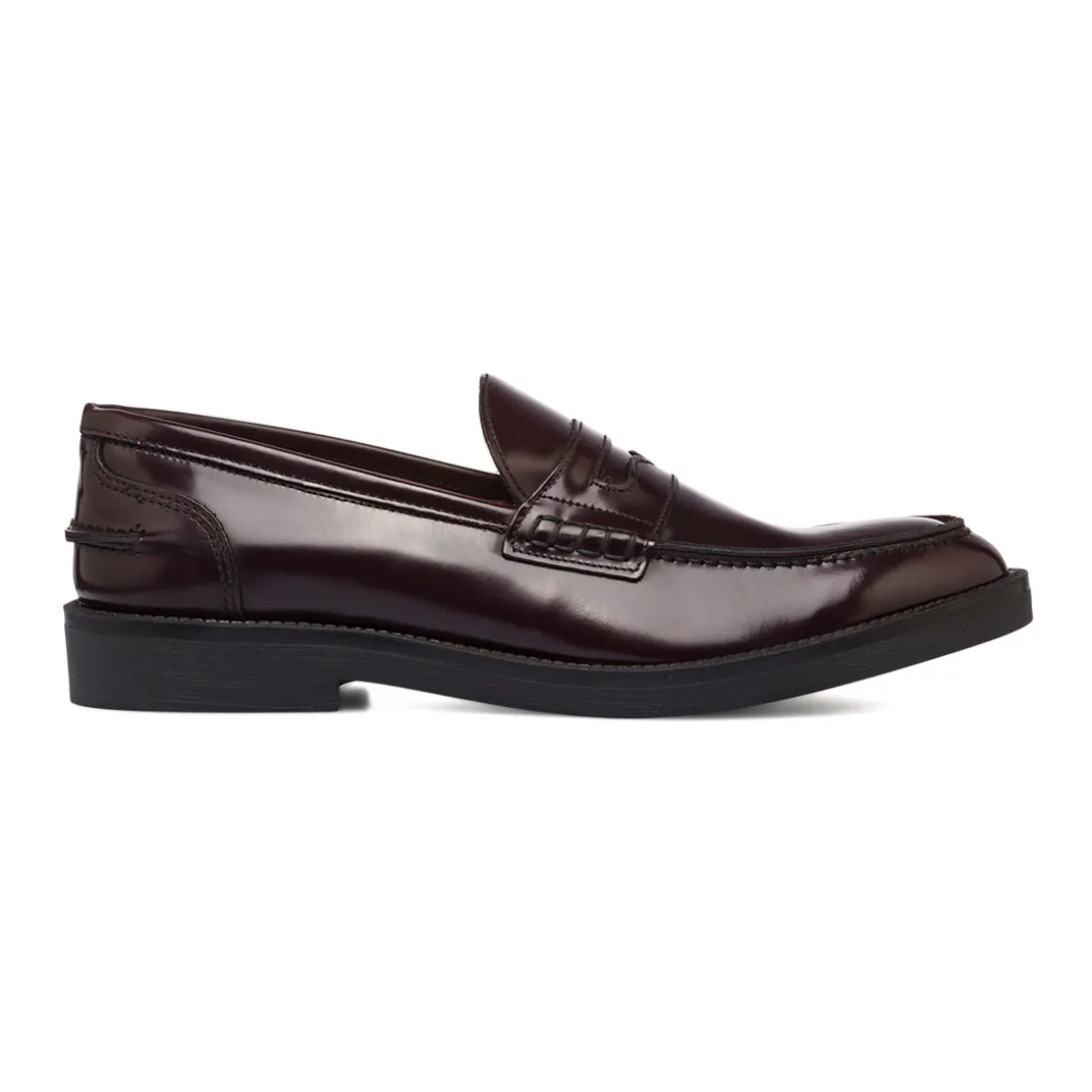 Mocassini eleganti da uomo rosso bordeaux scuro in pelle Primopiano