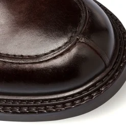 Mocassini eleganti marroni in pelle da uomo con mascherina La Cuoieria