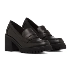 Mocassini loafer neri da Donna con tacco 5 cm Lora Ferres