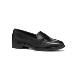 Mocassini neri da Donna in pelle con suola traspirante Geox