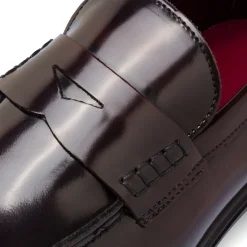 Mocassini Penny Loafer Bordeaux da Donna in pelle effetto lucido Primopiano