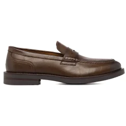 Mocassini Penny Loafer marroni da Uomo in similpelle Riflessi Urbani