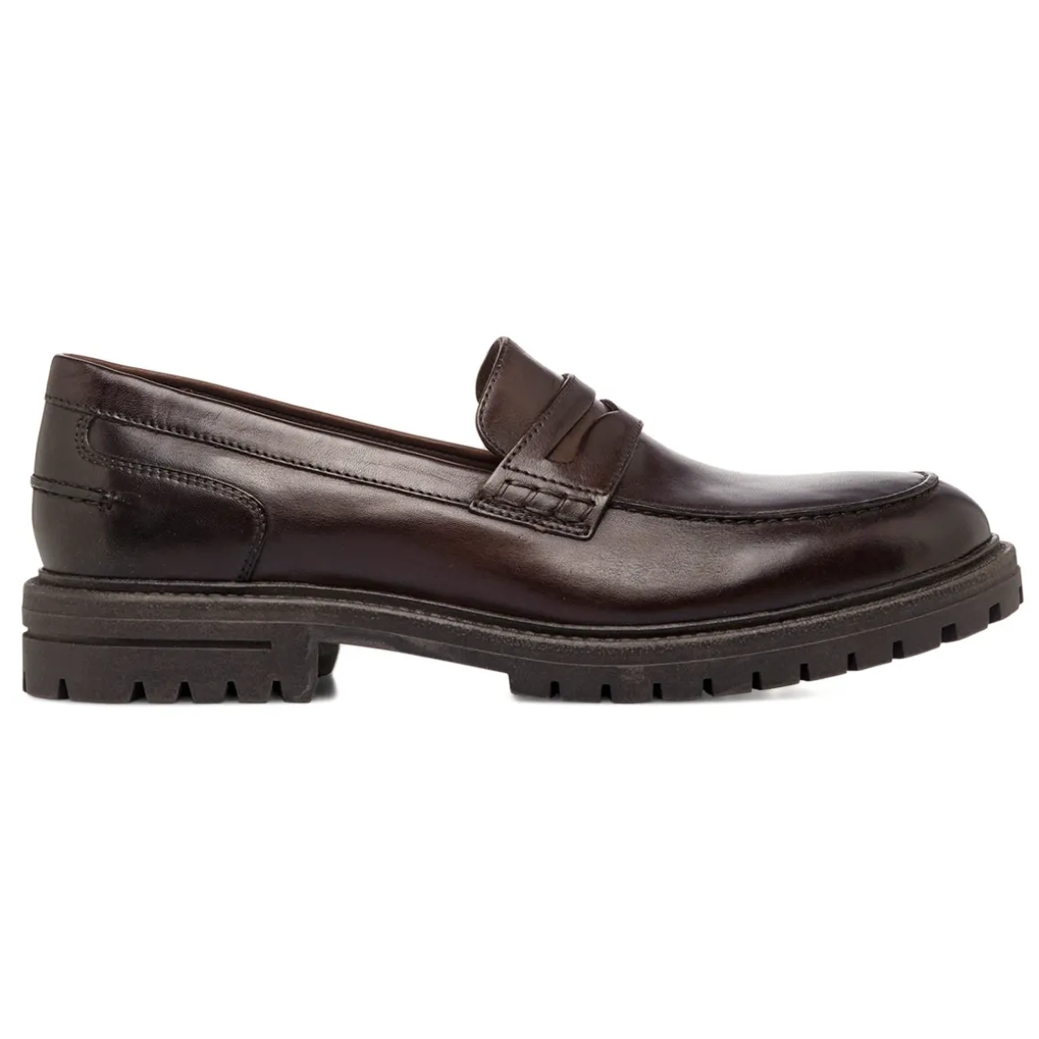 Mocassini Penny Loafer Marroni da Uomo in pelle Primopiano