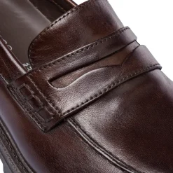 Mocassini Penny Loafer Marroni da Uomo in pelle Primopiano