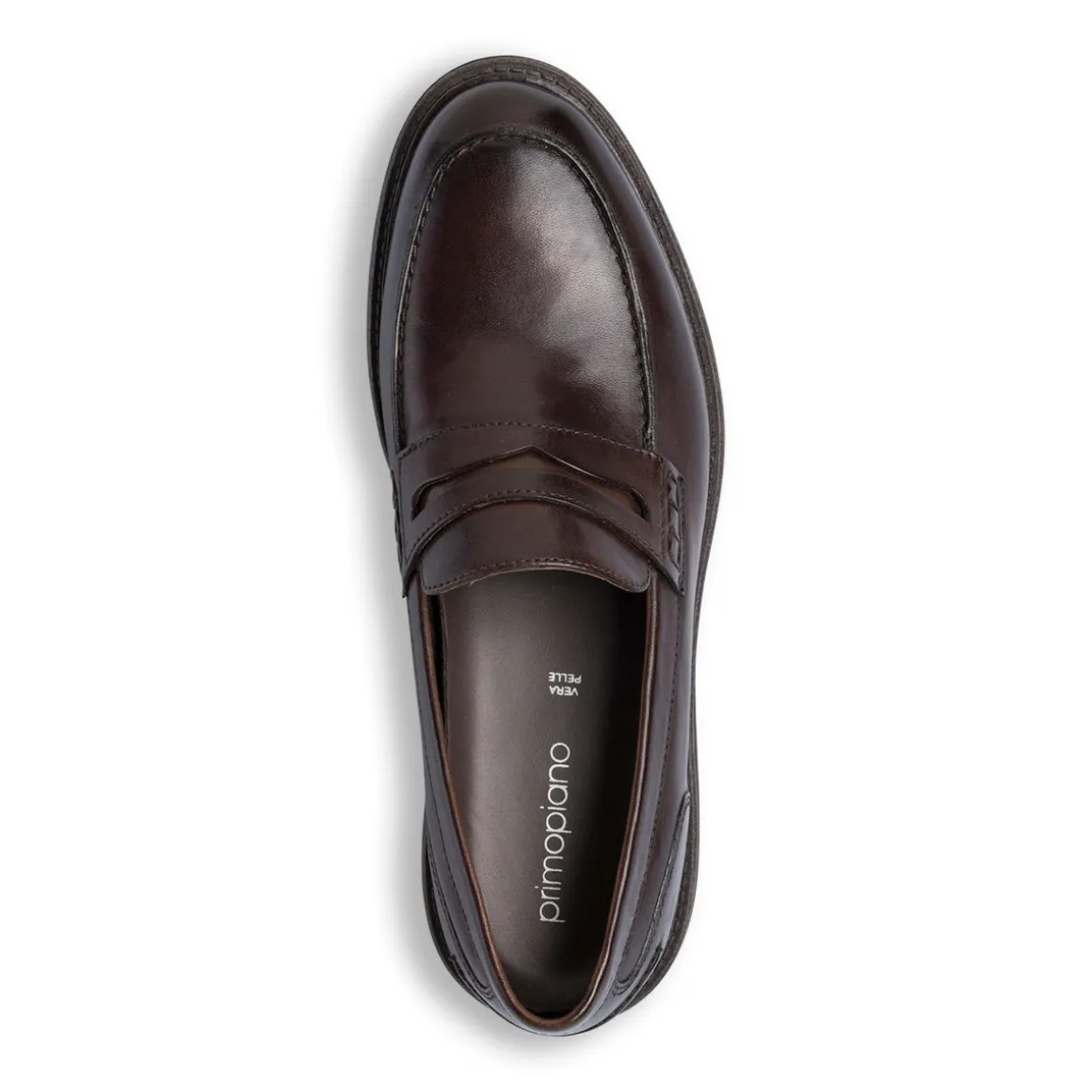 Mocassini Penny Loafer Marroni da Uomo in pelle Primopiano