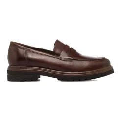 Mocassini Penny Loafer marroni da Donna in pelle Primopiano