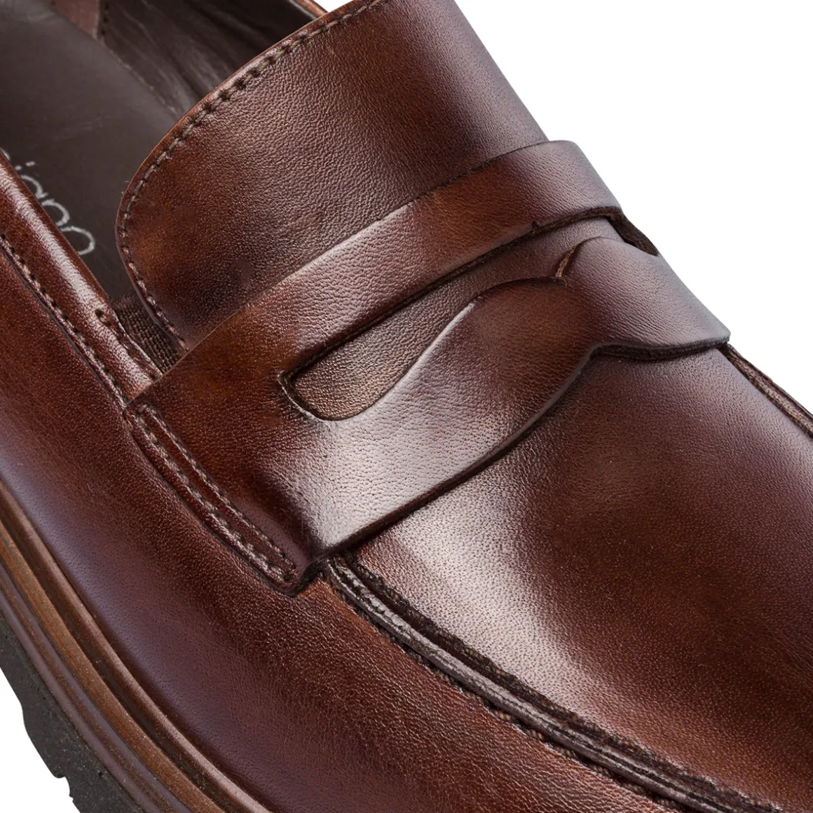 Mocassini Penny Loafer marroni da Donna in pelle Primopiano