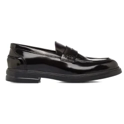 Mocassini Penny Loafer neri da Uomo in pelle lucida Primopiano
