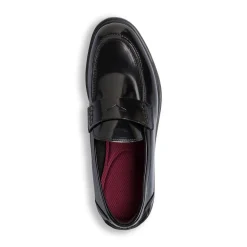 Mocassini Penny Loafer neri da Uomo in pelle lucida Primopiano