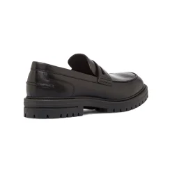 Mocassini Penny Loafer neri da Uomo in pelle Primopiano