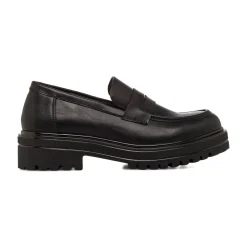 Mocassini penny loafer neri da Donna Lora Ferres