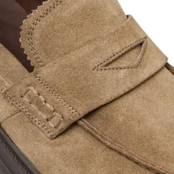 Mocassini taupe da Uomo in pelle effetto scamosciato Primopiano