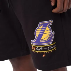 Pantaloncini corti sportivi da Uomo neri con stampa LA Lakers Lebron James NBA