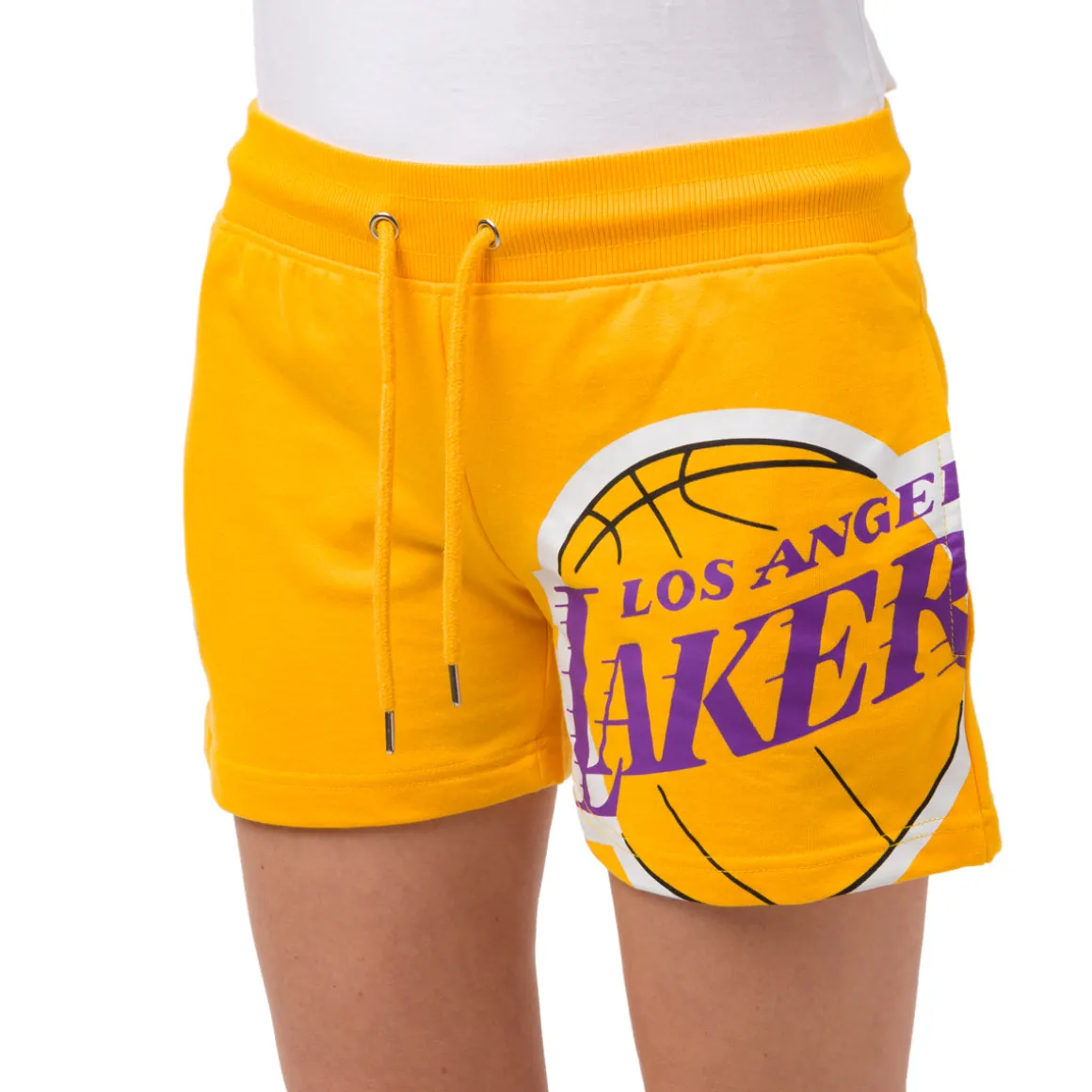 Pantaloncini corti sportivi da Donna giallo ocra con stampa LA Lakers NBA
