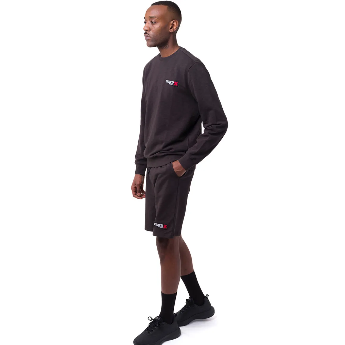 Pantaloncini da uomo neri con tasche e logo Ducati Scrambler
