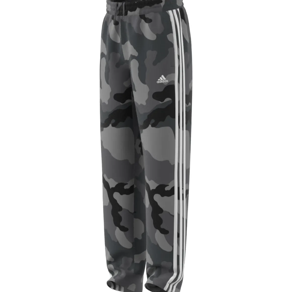 Pantaloni jogging da ragazzo grigi con fantasia militare e logo adidas
