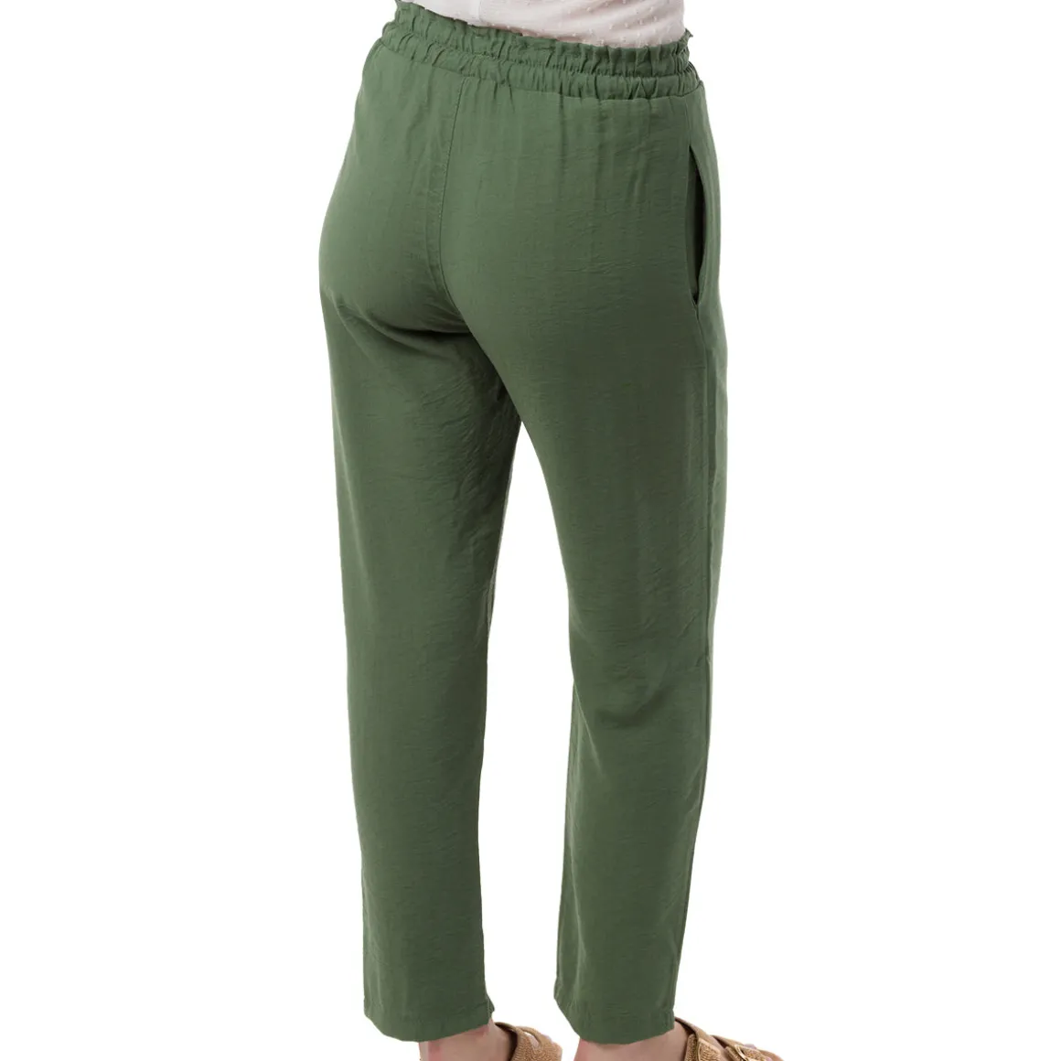Pantaloni Leggeri Verdi da Donna con Coulisse in Vita Swish Jeans