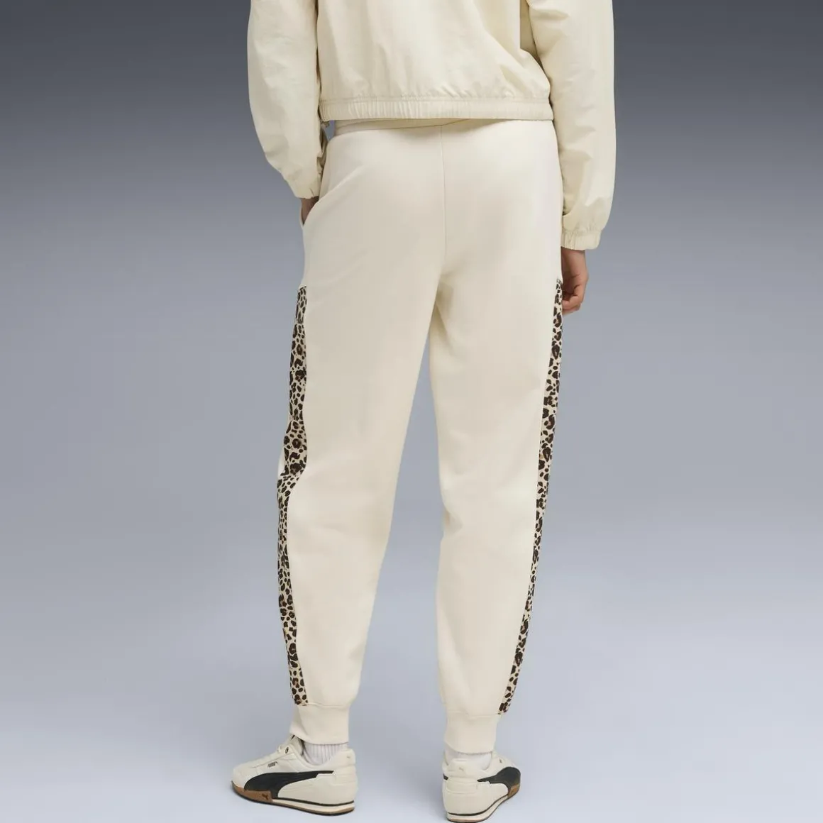Pantaloni sportivi bianco off-white da Donna e inserti leopardati Puma