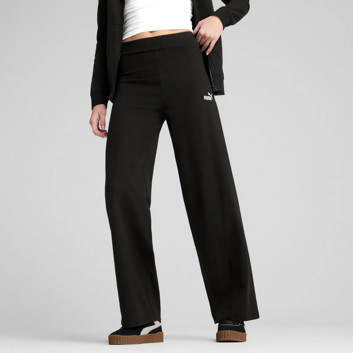 Pantaloni sportivi e casual neri in cotone da donna con logo Puma