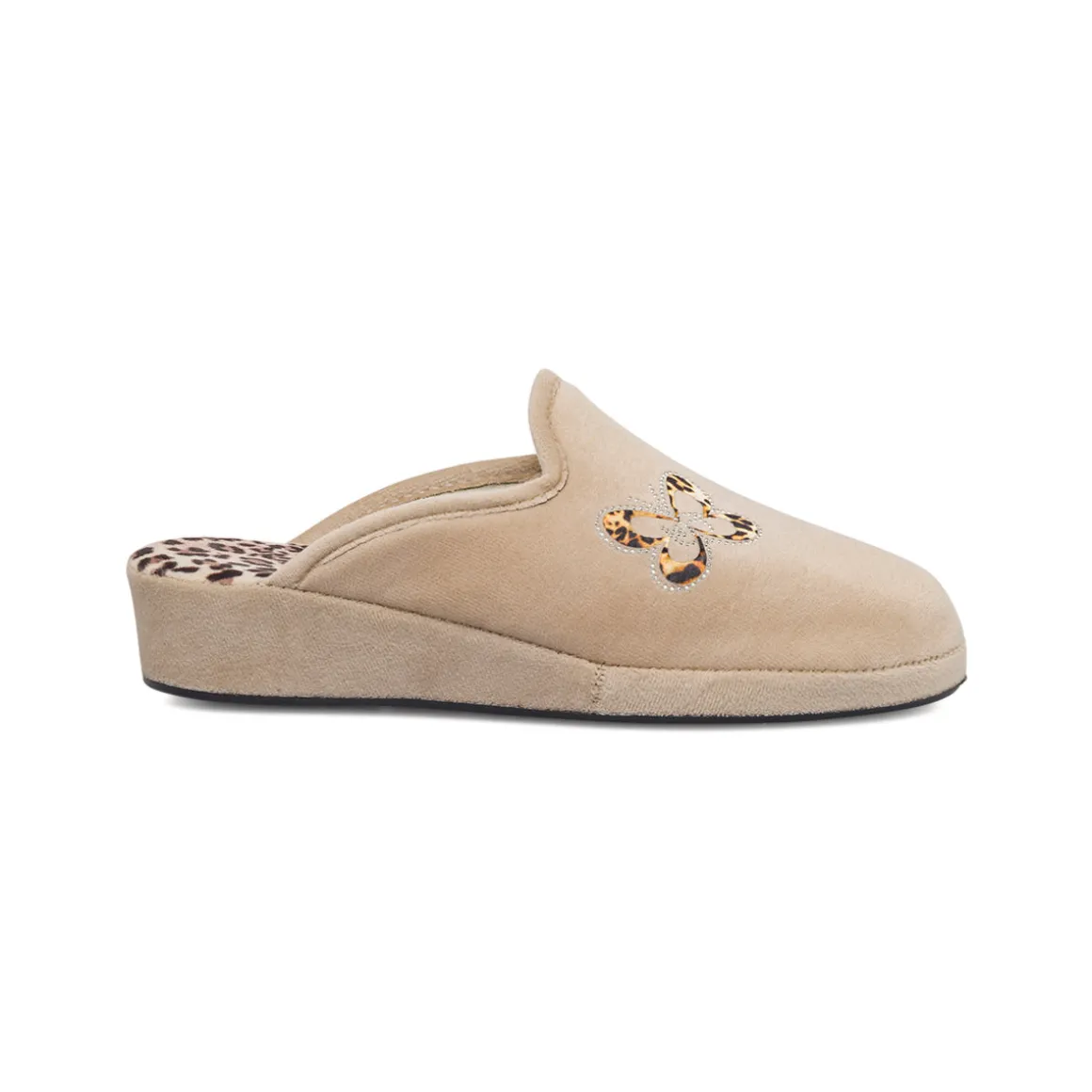 Pantofole beige da Donna con farfalla e strass decorative Stilrosa